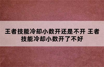 王者技能冷却小数开还是不开 王者技能冷却小数开了不好